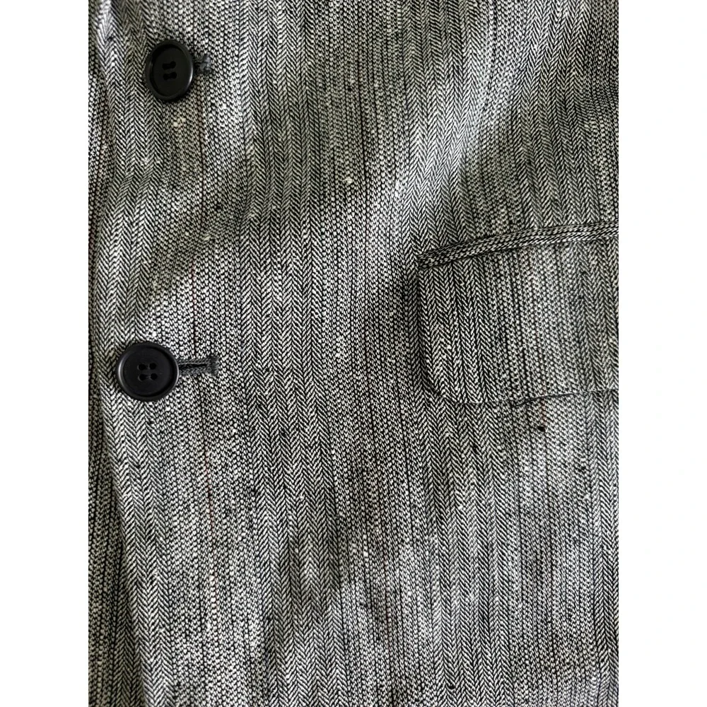 Pierre Balmain Blazer Mens 38L Gray 100% Silk Herringbone Two Button Sport Coat